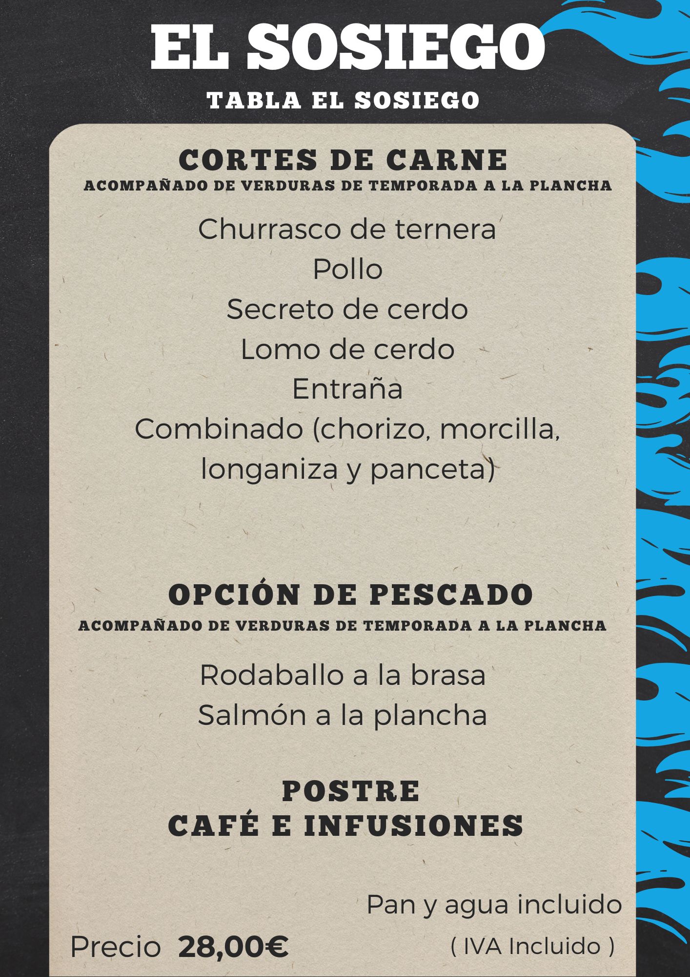 Menú Tabla El Sosiego