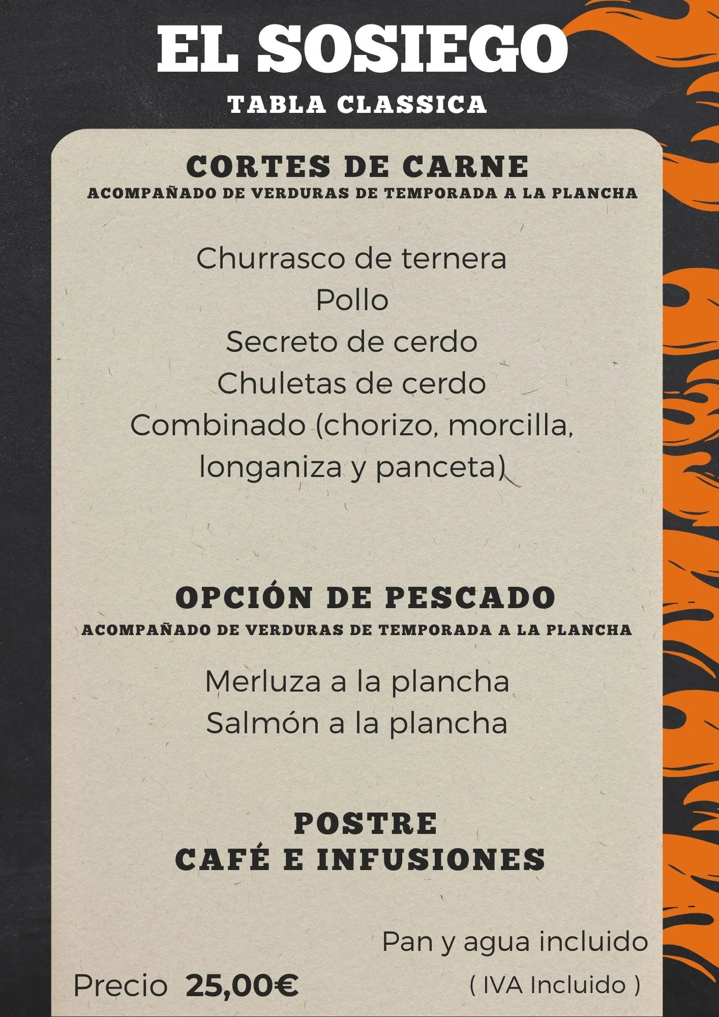 Menú Tabla Clásica