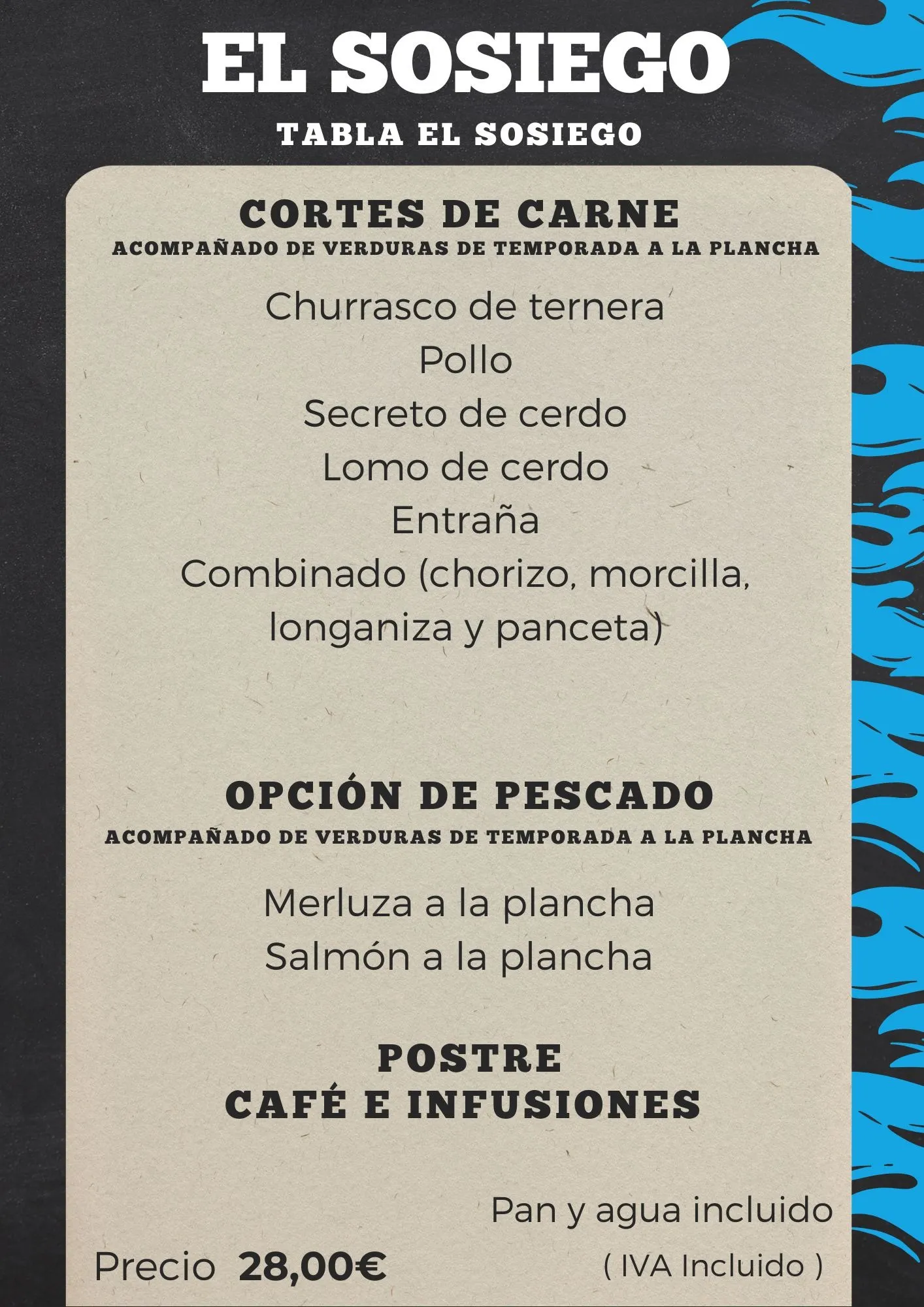 Menú Tabla El Sosiego